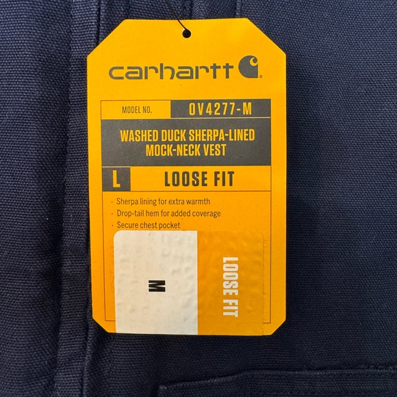 New with Tags, Carhartt Washed Duck Sherpa-Lined Vest, Dark Blue, Men’s Medium - Picture 4 of 9